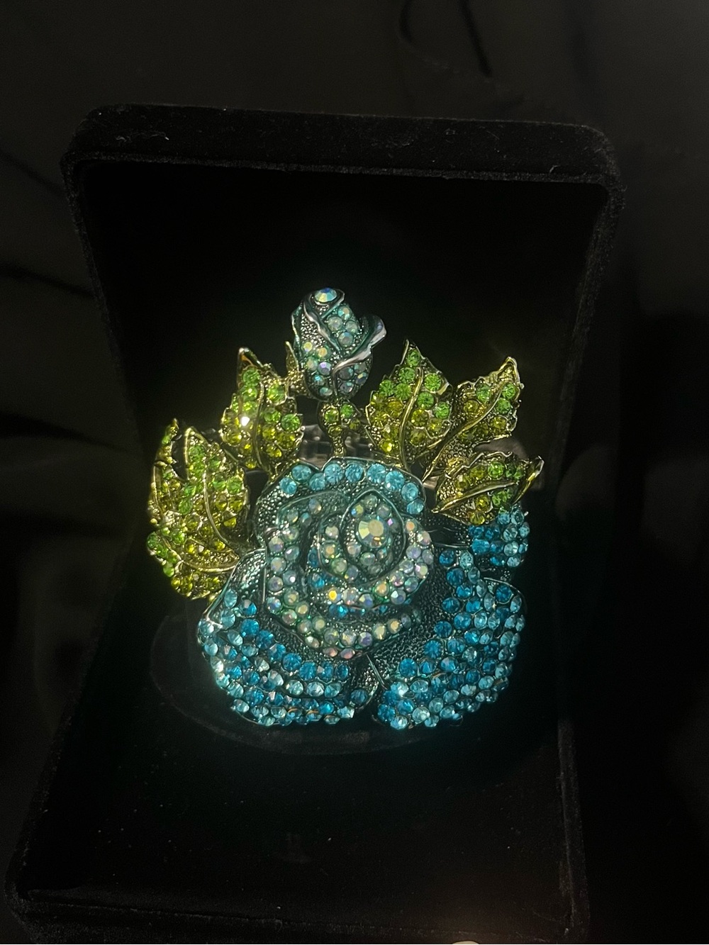 Blue and Green Crystal Floral hand piece - Women Jewelry